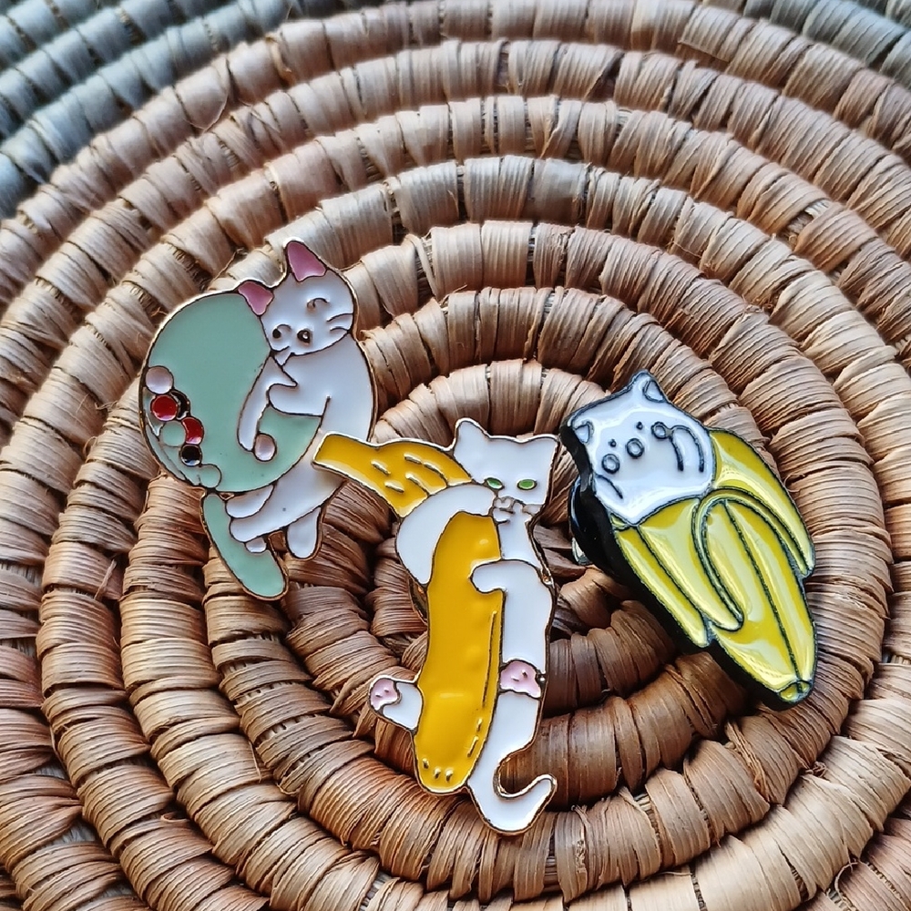NEW Set of 3 Naughty Kitty Enamel Pins